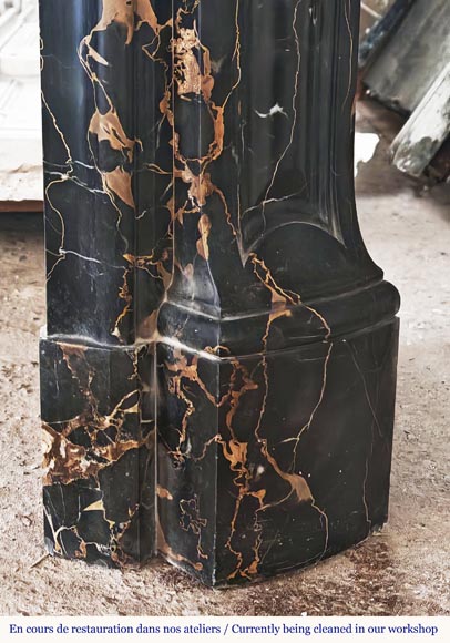 Louis XV style fireplace with shells in Portor marble-8