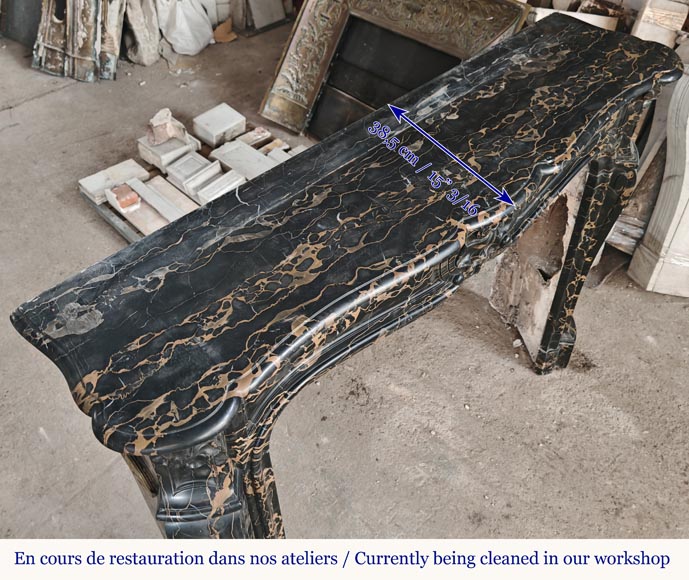 Louis XV style fireplace with shells in Portor marble-9