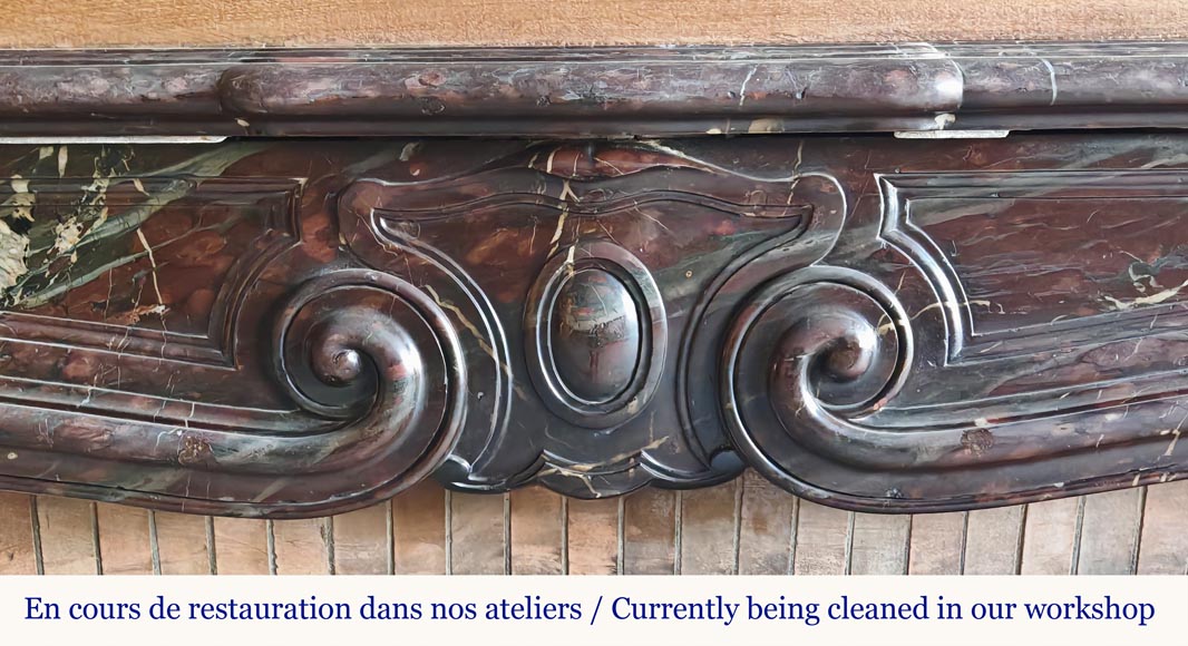 Louis XV period fireplace with molded entablature, in Campan marble Louis XV period fireplace with molded entablature, in Campan marble-1