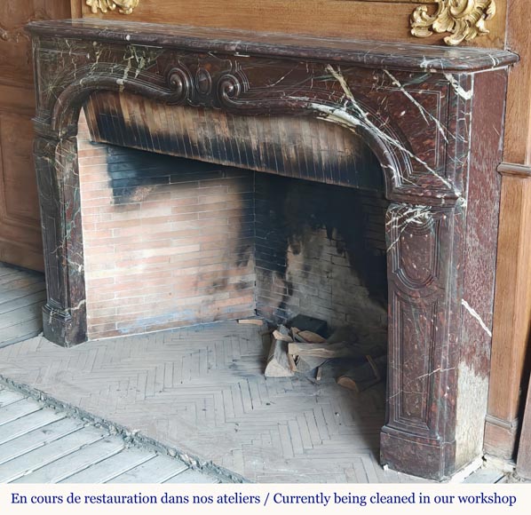 Louis XV period fireplace with molded entablature, in Campan marble Louis XV period fireplace with molded entablature, in Campan marble-5