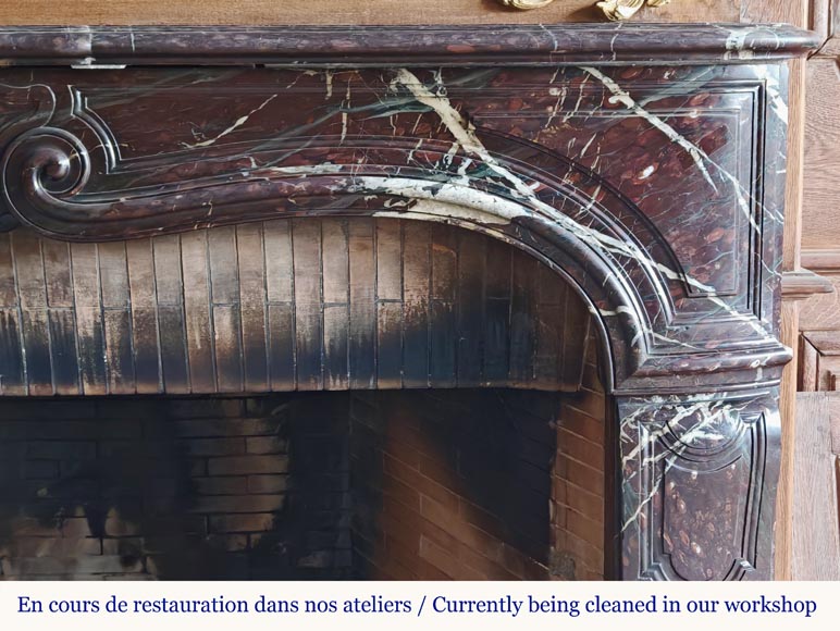 Louis XV period fireplace with molded entablature, in Campan marble Louis XV period fireplace with molded entablature, in Campan marble-6