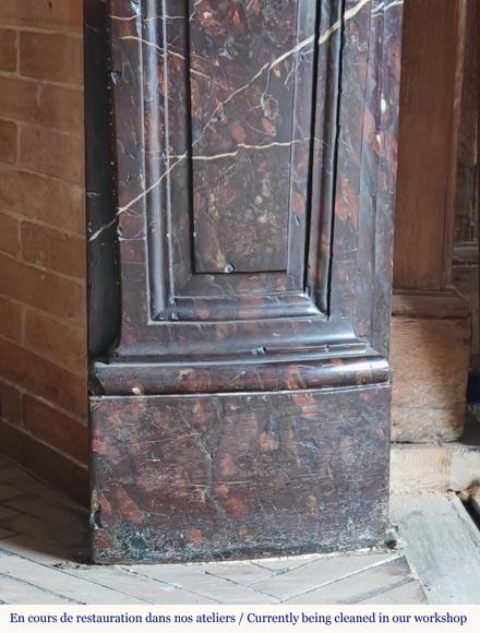 Louis XV period fireplace with molded entablature, in Campan marble Louis XV period fireplace with molded entablature, in Campan marble-7