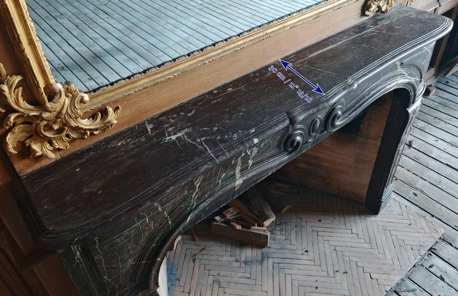 Louis XV period fireplace with molded entablature, in Campan marble Louis XV period fireplace with molded entablature, in Campan marble-8