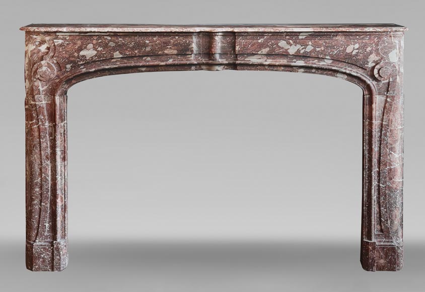 Regency period fireplace with scroll decoration in red breccia marble-0