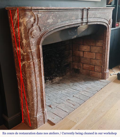 Regency period fireplace with scroll decoration in red breccia marble-2