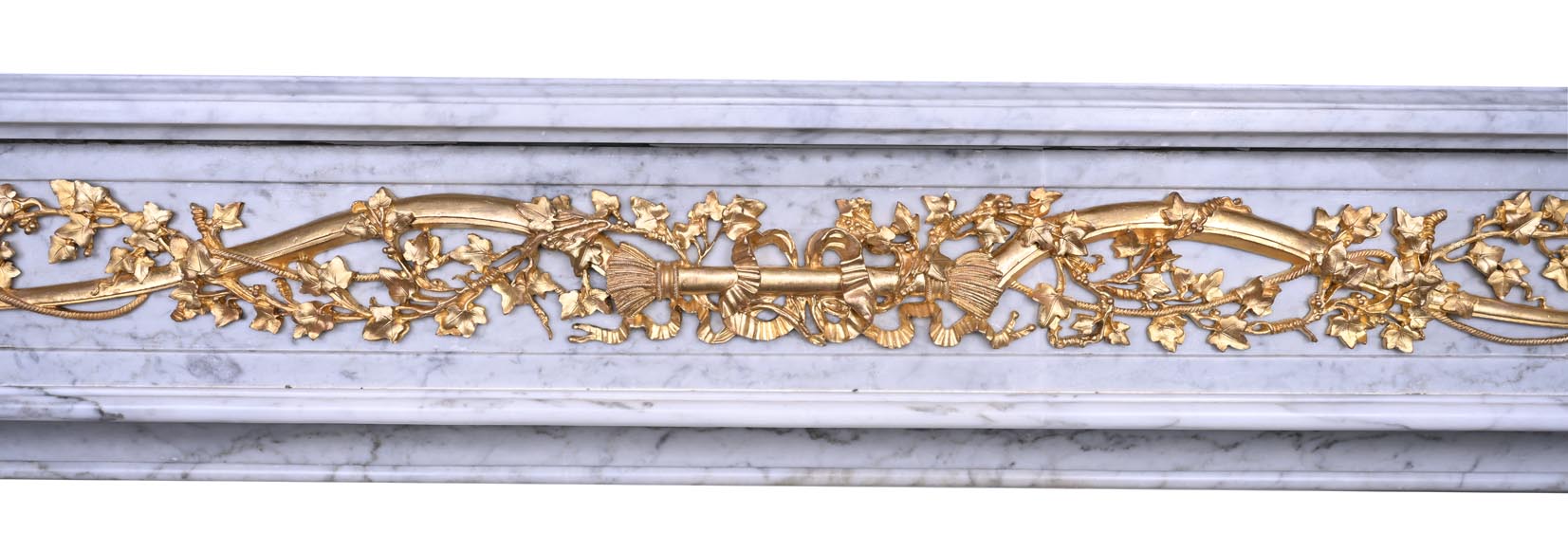 Louis XVI Fireplace in White Marble and Gilt Bronze-1