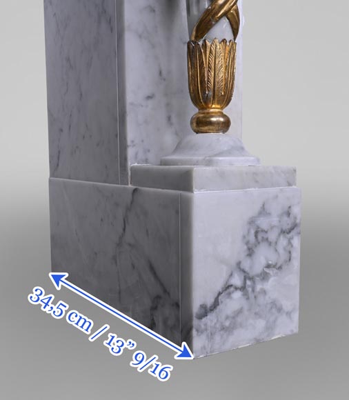 Louis XVI Fireplace in White Marble and Gilt Bronze-10