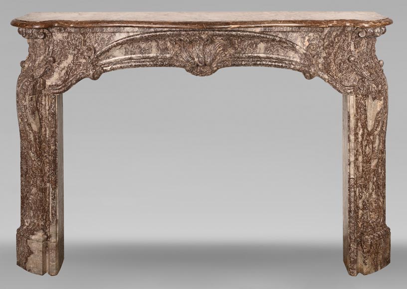 Louis XV period fireplace decorated with an asymmetrical palmette in a variation of Royal Red marble-0