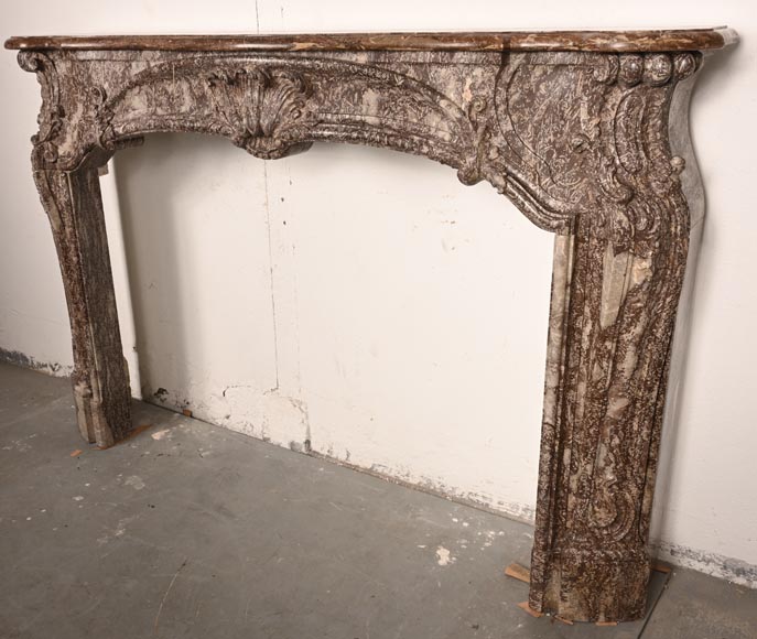 Louis XV period fireplace decorated with an asymmetrical palmette in a variation of Royal Red marble-10