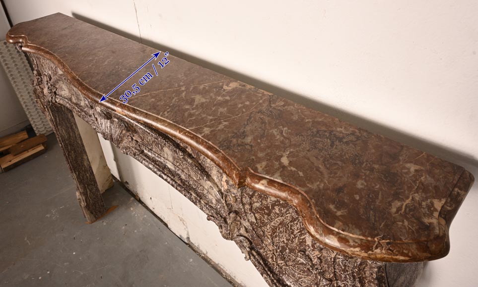 Louis XV period fireplace decorated with an asymmetrical palmette in a variation of Royal Red marble-14