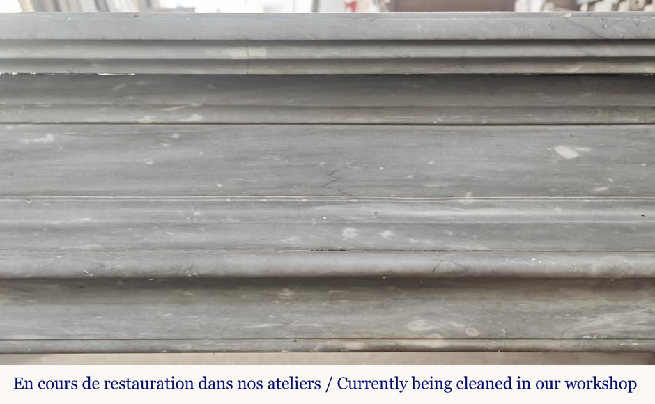 Louis XVI style fireplace in blue turquin marble, with single fluting-1