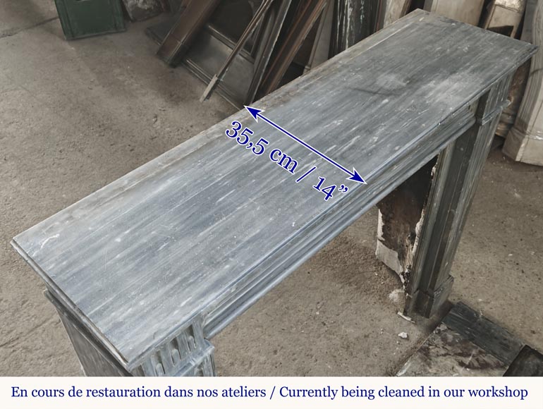 Louis XVI style fireplace in blue turquin marble, with single fluting-9