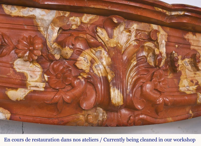 Jules CANTINI (attributed to), Regency style fireplace with palmette and scroll, in Vitrolles red -2