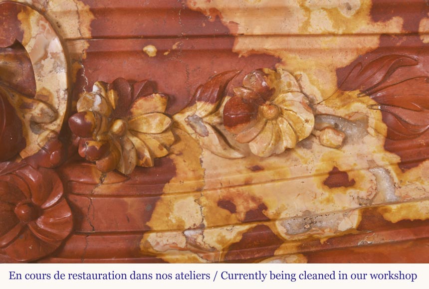Jules CANTINI (attributed to), Regency style fireplace with palmette and scroll, in Vitrolles red -4