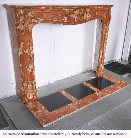 Jules CANTINI (attributed to), Regency style fireplace with palmette and scroll, in Vitrolles red -5