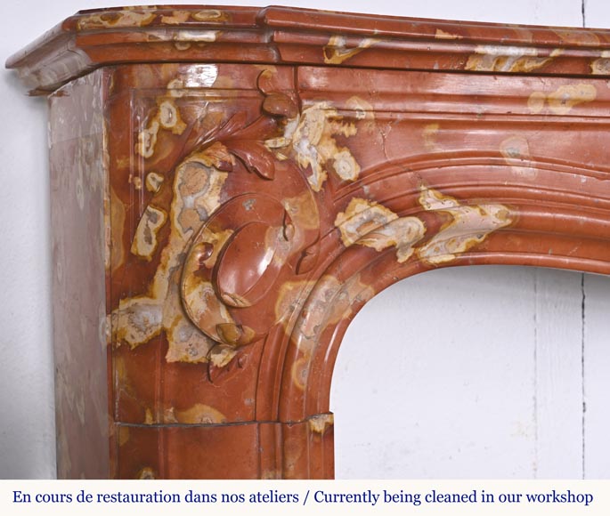 Jules CANTINI (attributed to), Regency style fireplace with palmette and scroll, in Vitrolles red -6