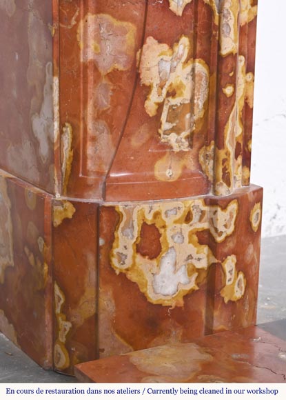 Jules CANTINI (attributed to), Regency style fireplace with palmette and scroll, in Vitrolles red -8