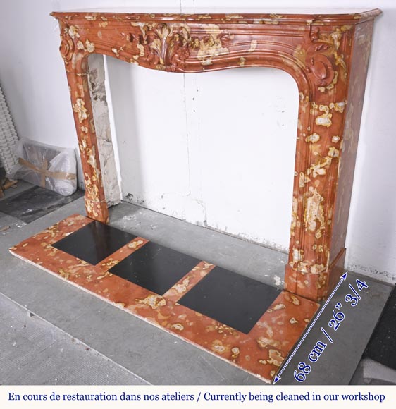 Jules CANTINI (attributed to), Regency style fireplace with palmette and scroll, in Vitrolles red -9
