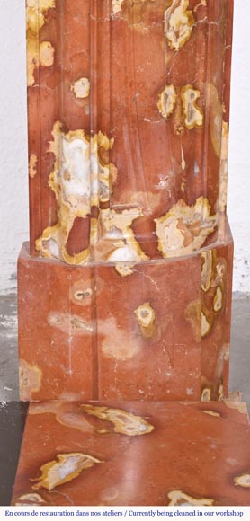 Jules CANTINI (attributed to), Regency style fireplace with palmette and scroll, in Vitrolles red -11