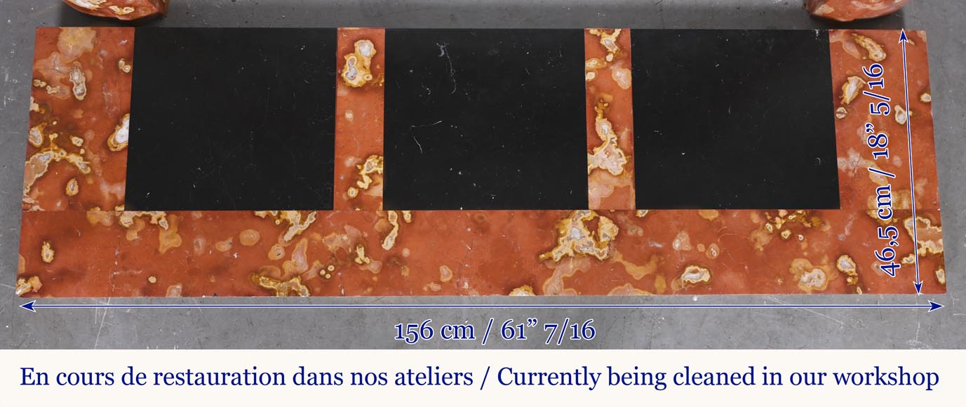 Jules CANTINI (attributed to), Regency style fireplace with palmette and scroll, in Vitrolles red -12