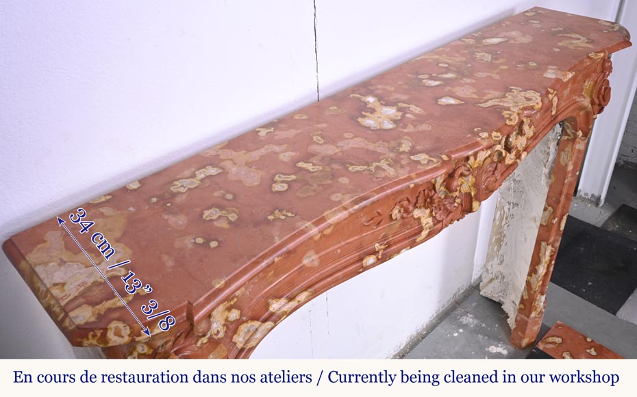 Jules CANTINI (attributed to), Regency style fireplace with palmette and scroll, in Vitrolles red -13