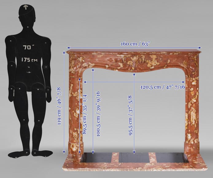 Jules CANTINI (attributed to), Regency style fireplace with palmette and scroll, in Vitrolles red -14