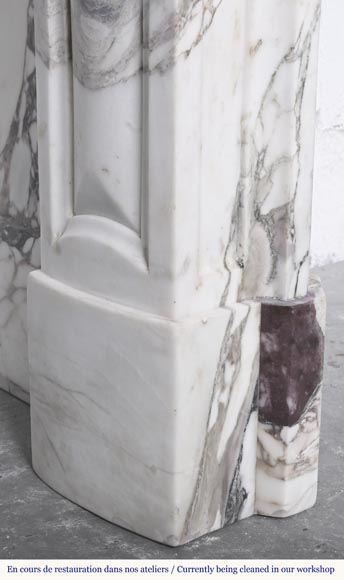 Louis XV style fireplace in purple breccia, decorated with a shell-7