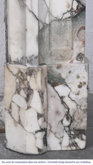 Louis XV style fireplace in purple breccia, decorated with a shell-11