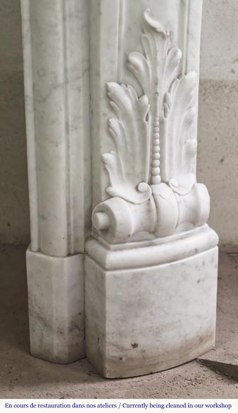 Richly carved Louis XV style fireplace in Carrara marble-12
