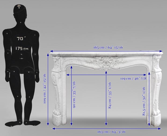 Richly carved Louis XV style fireplace in Carrara marble-14