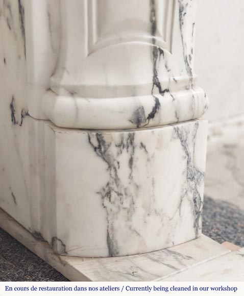 Louis XV style fireplace decorated with a large shell, in Paonazzo marble-5