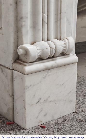 Louis XVI style fireplace with acanthus leaves, in Carrara marble-8