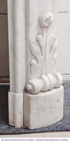 Louis XV style fireplace in Carrara marble, with shell and flower decoration-10