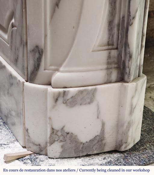 Louis XV style fireplace with floral palmette, in Arabescato marble-8