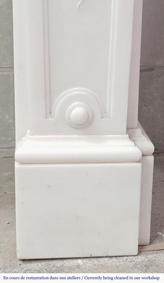 Napoleon III style fireplace in statuary marble, decorated with fruit and a goat's head-13