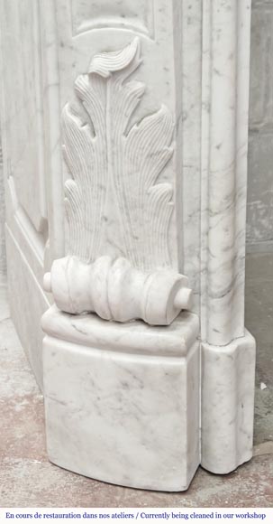Louis XV style fireplace in Carrara marble with plant decoration-8