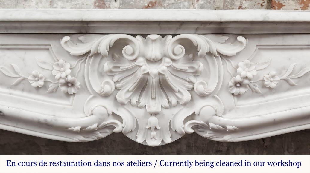 Louis XV style fireplace in finely carved Carrara marble-1