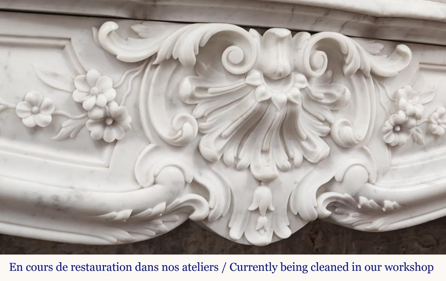 Louis XV style fireplace in finely carved Carrara marble-2