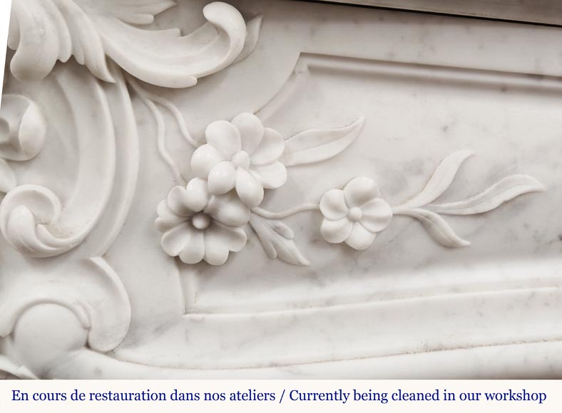 Louis XV style fireplace in finely carved Carrara marble-3