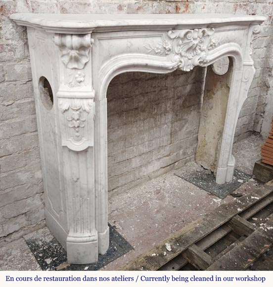 Louis XV style fireplace in finely carved Carrara marble-4