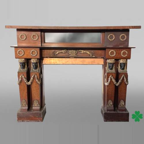 Empire Period Walnut Fireplace with Caryatids
