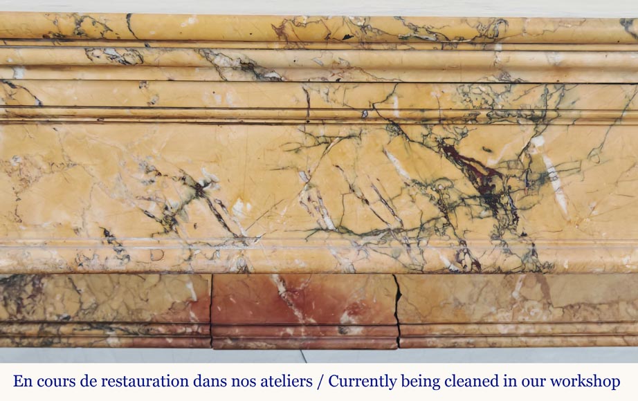 Restoration period lion paw fireplace, in Siena Yellow marble-1