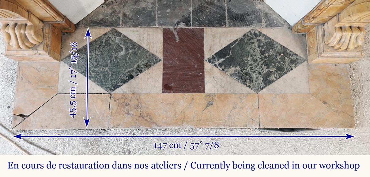 Restoration period lion paw fireplace, in Siena Yellow marble-9