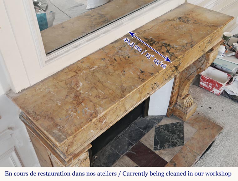 Restoration period lion paw fireplace, in Siena Yellow marble-10