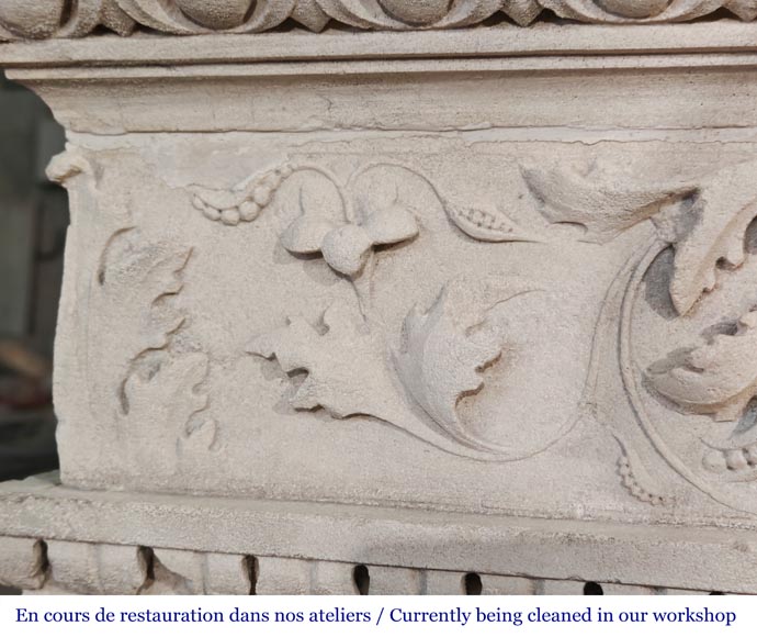 Neo-Renaissance style stone fireplace with vegetal ornamentation Neo-Renaissance style stone fireplace with vegetal ornamentation-6