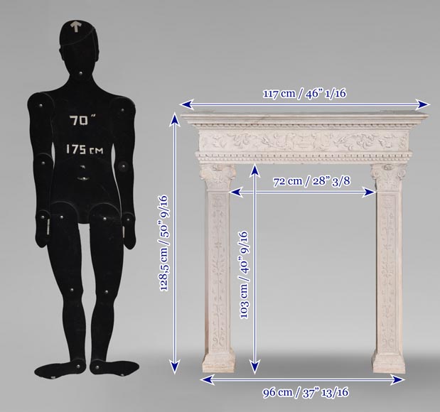 Neo-Renaissance style stone fireplace with vegetal ornamentation Neo-Renaissance style stone fireplace with vegetal ornamentation-14