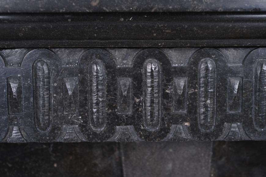 Black Granite Fireplace with Sculpted Male Figures – 18th Century-2