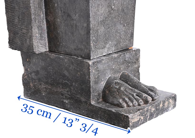  Black Granite Fireplace with Sculpted Male Figures – 18th Century-14