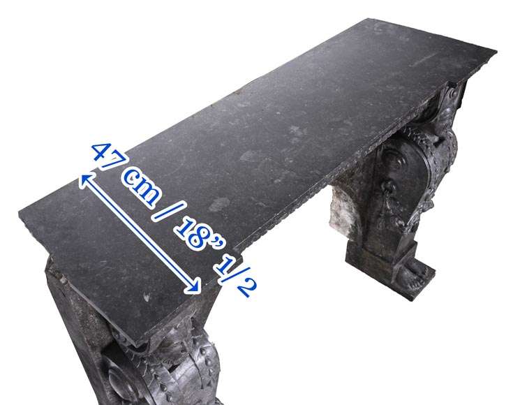  Black Granite Fireplace with Sculpted Male Figures – 18th Century-15