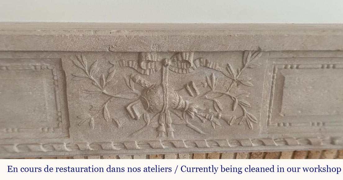 Louis XVI Period Fireplace in Carved Stone-1
